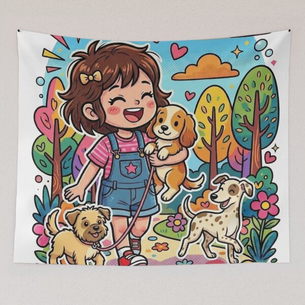 Item preview, Child holding a dog designed and sold by PP&RAINBOW SHOP.
