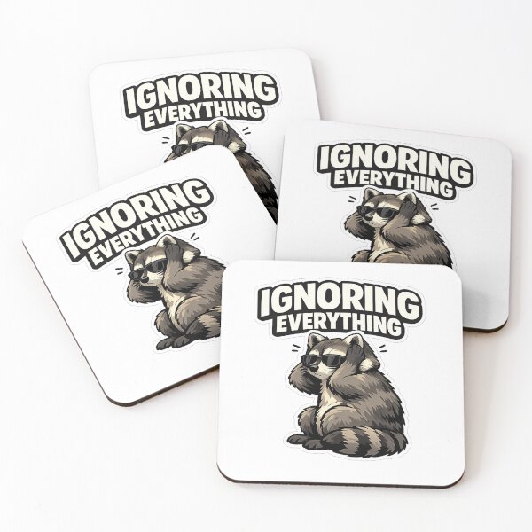 Item preview, Ignoring Everything Raccoon Funny Introvert Meme Sticker designed and sold by The-Ayms ⭐⭐⭐⭐⭐.