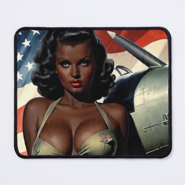 Item preview, Vintage WWII African American Bomber Pin-Up Girl - Retro Military Aviation Art designed and sold by MissSaylor.