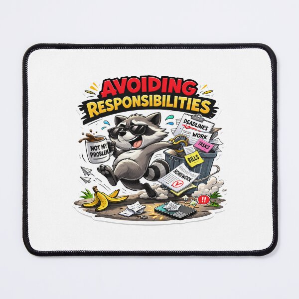 Item preview, Avoiding Responsibilities Raccoon Funny Procrastination Meme Sticker designed and sold by The-Ayms ⭐⭐⭐⭐⭐.