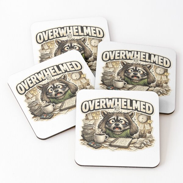 Item preview, Overwhelmed Raccoon Funny Anxiety Meme Sticker designed and sold by The-Ayms ⭐⭐⭐⭐⭐.