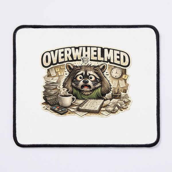 Item preview, Overwhelmed Raccoon Funny Anxiety Meme Sticker designed and sold by The-Ayms ⭐⭐⭐⭐⭐.