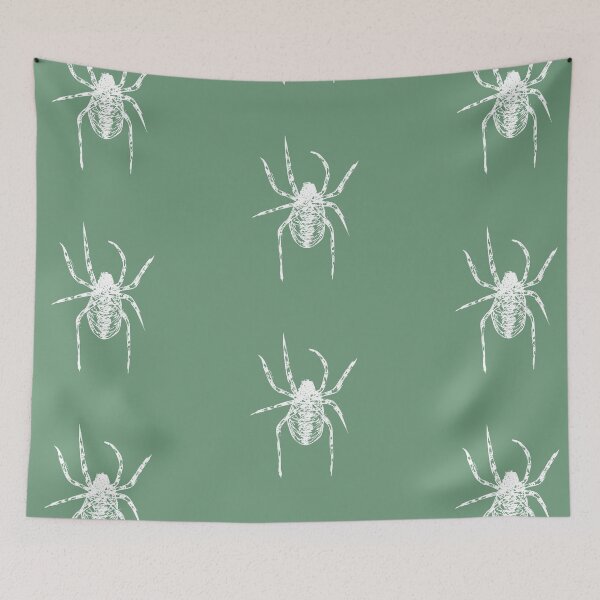 Item preview, Spider, Minimalist Handdrawn Ink Line Drawing Illustration, Mint Green designed and sold by SWSandraWechner.