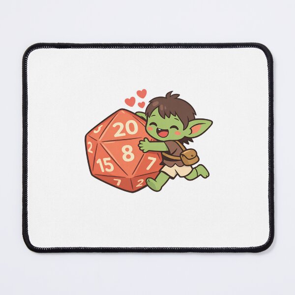 Item preview, Cute RPG Dice Goblin Hugging D20 Tabletop Gaming designed and sold by Fenay Designs.