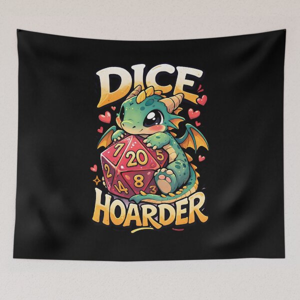 Item preview, Dice Hoarder Cute RPG Dragon Hugging D20 Gamer designed and sold by Fenay Designs.