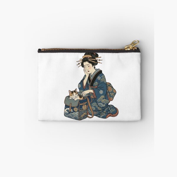 Item preview, Ukiyoe Cat in Bag - "I'm Staying Here!" Geisha's Dilemma designed and sold by LuckyCatClubJP.