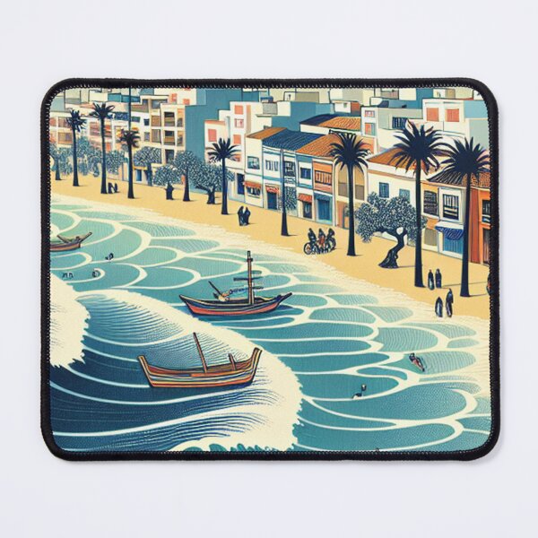 Item preview, Roquetas de Mar Spain Ukiyo-e Art - Japanese Woodblock Style Coastal Landscape designed and sold by Vandy Fullam.