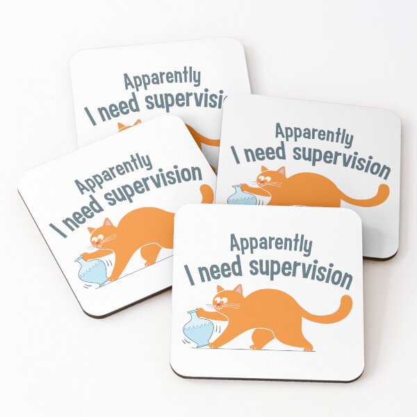 Item preview, "Apparently I Need Supervision" Funny Cat Design - Orange Tabby Art designed and sold by ArthousePromos.