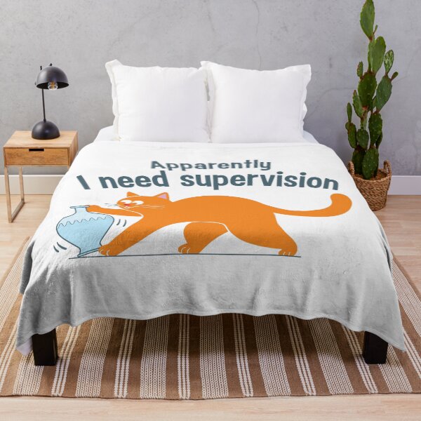 Item preview, "Apparently I Need Supervision" Funny Cat Design - Orange Tabby Art designed and sold by ArthousePromos.
