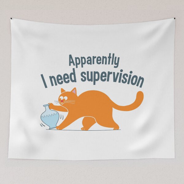 Item preview, "Apparently I Need Supervision" Funny Cat Design - Orange Tabby Art designed and sold by ArthousePromos.