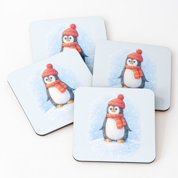 Item preview, Cozy Winter Penguin in Red Hat & Scarf designed and sold by blankTeeShirt.