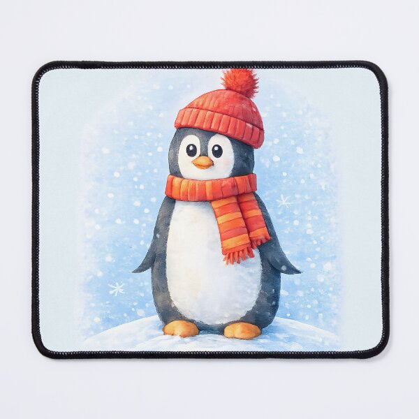 Item preview, Cozy Winter Penguin in Red Hat & Scarf designed and sold by blankTeeShirt.