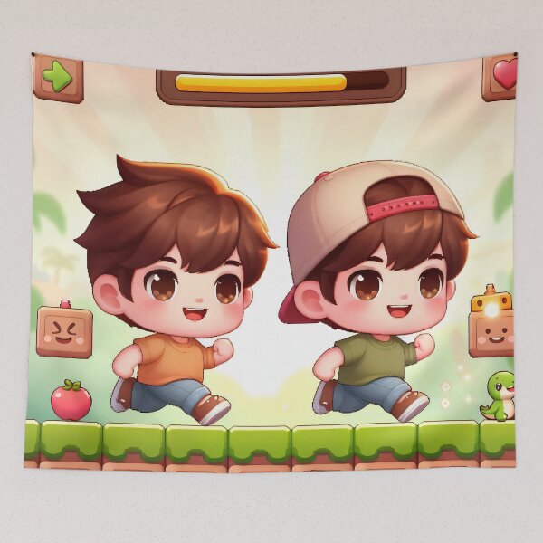 Item preview, Cute Brothers Platformer Running Adventure designed and sold by AI-Only Creations.