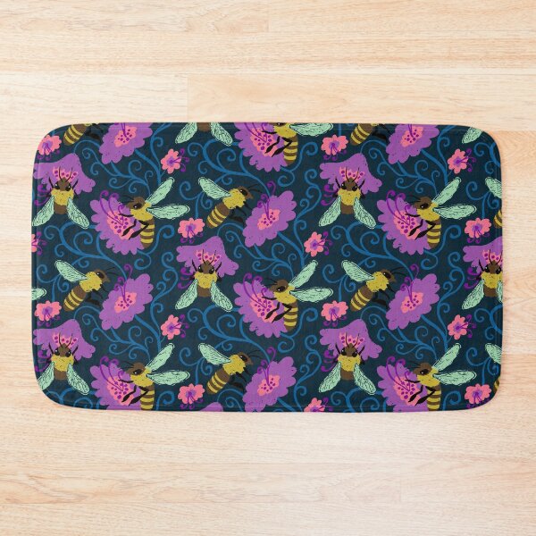 Item preview, Hand Drawn Chalky Honeybee and Purple Flower Pattern designed and sold by paldronma.
