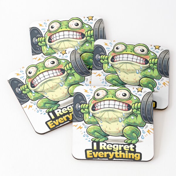 Item preview, Frog Gym Fitness Sticker - I REGRET EVERYTHING designed and sold by les3cerises.