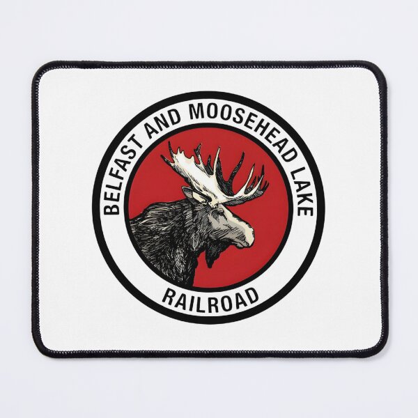 Item preview, Vintage Belfast and Moosehead Lake Railroad Logo with Moose Illustration designed and sold by CharlieDesings.