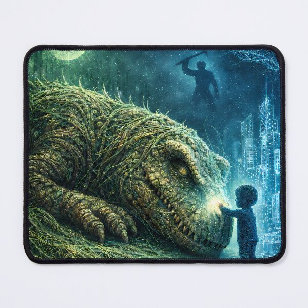 Item preview, The Last Touch – Child and Sleeping Giant Fantasy Art designed and sold by KnitOfShadoF.