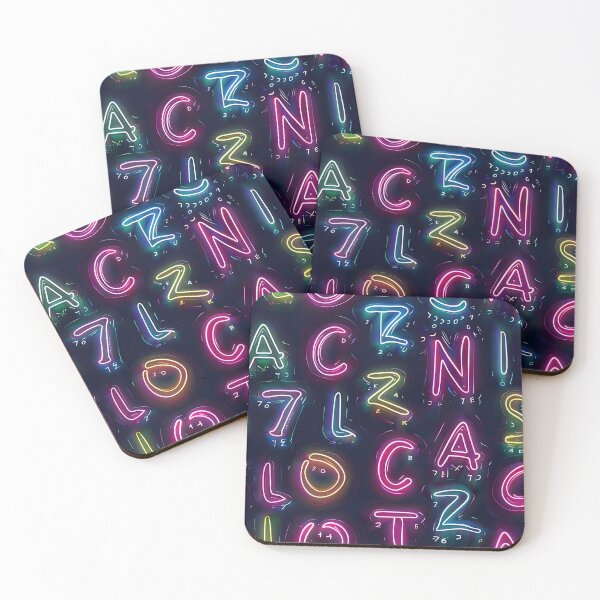 Item preview, Neon Alphabet Glow Pattern – Vibrant Cyberpunk Typography Seamless Design designed and sold by Windy-market.
