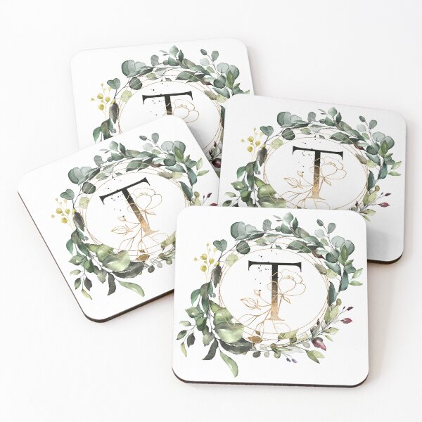 Item preview, Greenery Botanical Wreath, floral monogram letter T designed and sold by Marty Party .