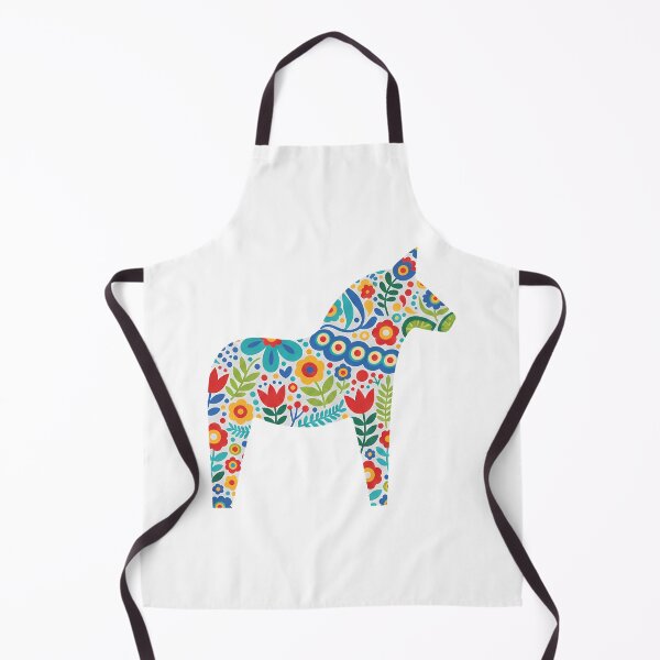 Item preview, White Dala Horse – Scandinavian Folk Art Fusion by heidiannemorris © designed and sold by FOLK ART FUSION by heidiannemorris.