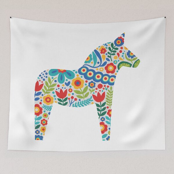 Item preview, Caballo blanco de Dala - Fusión de arte popular escandinavo por heidiannemorris © designed and sold by FOLK ART FUSION by heidiannemorris.