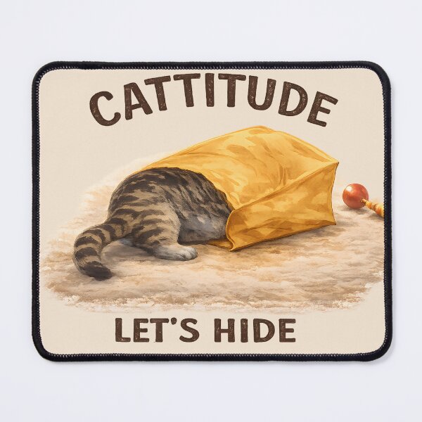 Item preview, Cattitude – Funny Hiding Cat in Paper Bag Illustration designed and sold by blankTeeShirt.