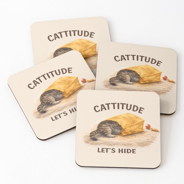 Item preview, Cattitude – Funny Hiding Cat in Paper Bag Illustration designed and sold by blankTeeShirt.