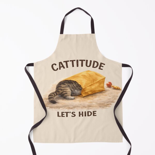 Item preview, Cattitude – Funny Hiding Cat in Paper Bag Illustration designed and sold by blankTeeShirt.