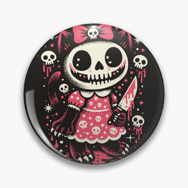 Item preview, Sweet But Stabby Creepy Cute Skull Girl with Knife Gothic Cartoon Design designed and sold by Weasel Graphix.