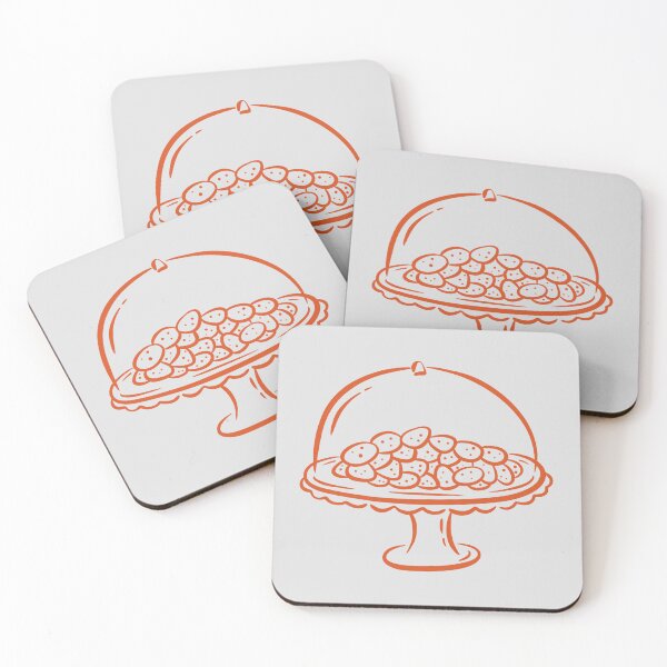Item preview, Biscuits on Cake Stand – Line Art Illustration with Glass Dome designed and sold by EmeraldeaArt.