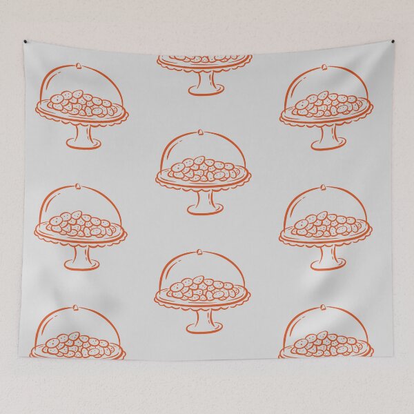 Item preview, Biscuits on Cake Stand – Line Art Illustration with Glass Dome designed and sold by EmeraldeaArt.