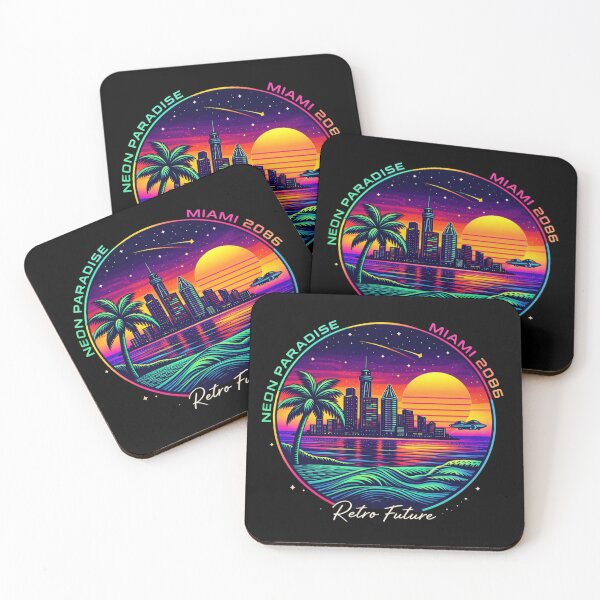 Item preview, Neon Paradise – Miami 2086 Retro Future Emblem Design designed and sold by Dogandesighn.