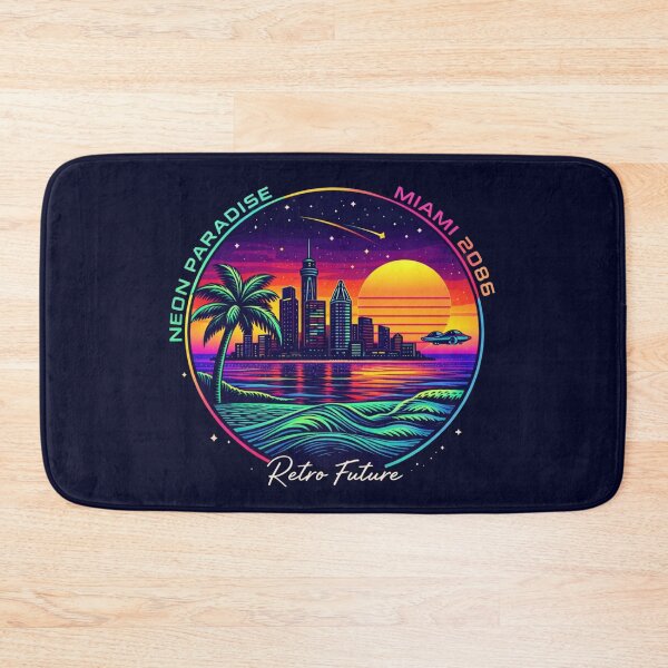Item preview, Neon Paradise – Miami 2086 Retro Future Emblem Design designed and sold by Dogandesighn.