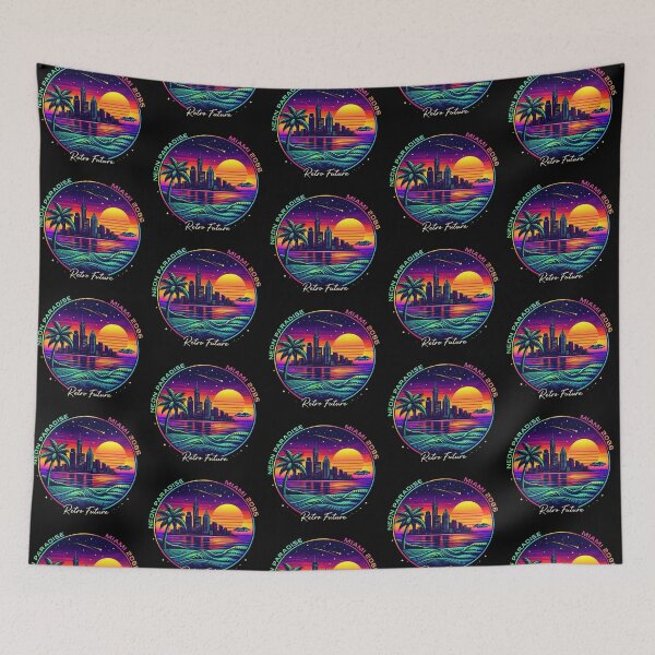 Item preview, Neon Paradise – Miami 2086 Retro Future Emblem Design designed and sold by Dogandesighn.