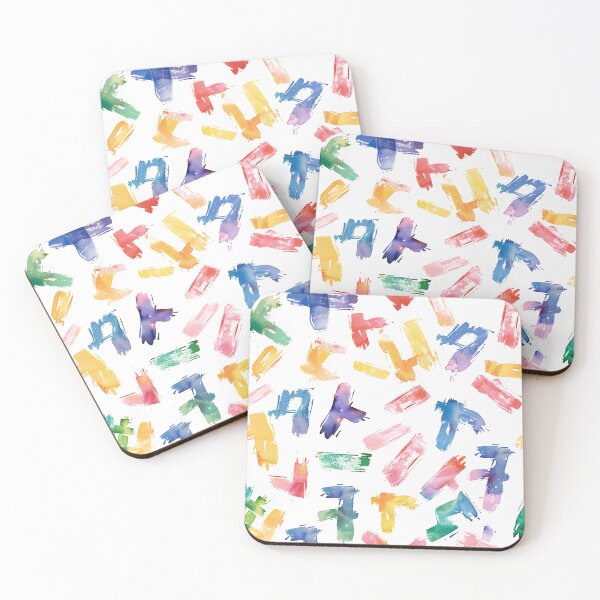 Item preview, Colorful Hangul Brushstroke Pattern – Korean Abstract Watercolor Letter Design designed and sold by Windy-market.