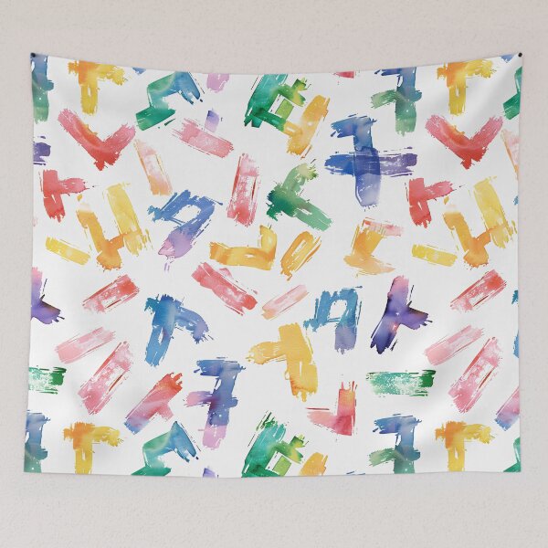 Item preview, Colorful Hangul Brushstroke Pattern – Korean Abstract Watercolor Letter Design designed and sold by Windy-market.