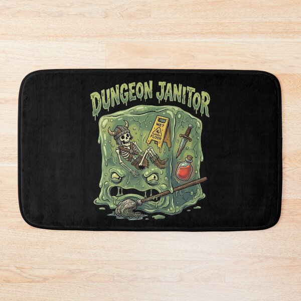 Item preview, Dungeon Janitor Wet Floor Funny Gelatinous Cube Monster designed and sold by Fenay Designs.