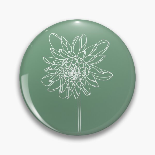 Item preview, Dahlia Flower, Line Drawing Symmetric Minimalist Aesthetic Natural Design Mint Green designed and sold by SWSandraWechner.