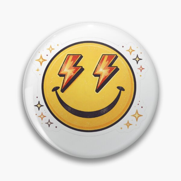Item preview, Retro Lightning Eyes Smiley Sticker – Cool Aesthetic Emoji Design designed and sold by Dasts Cart.