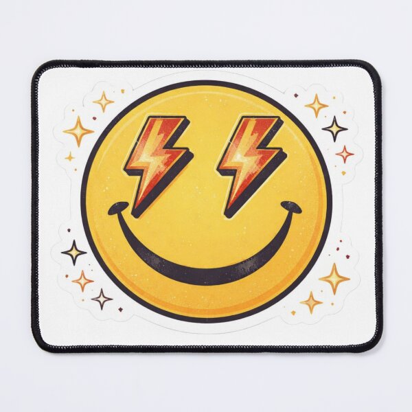Item preview, Retro Lightning Eyes Smiley Sticker – Cool Aesthetic Emoji Design designed and sold by Dasts Cart.