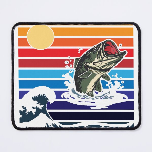 Item preview, Vintage Sunset Leaping Bass Mouth Fishing Graphic designed and sold by Stag Prime Shop.