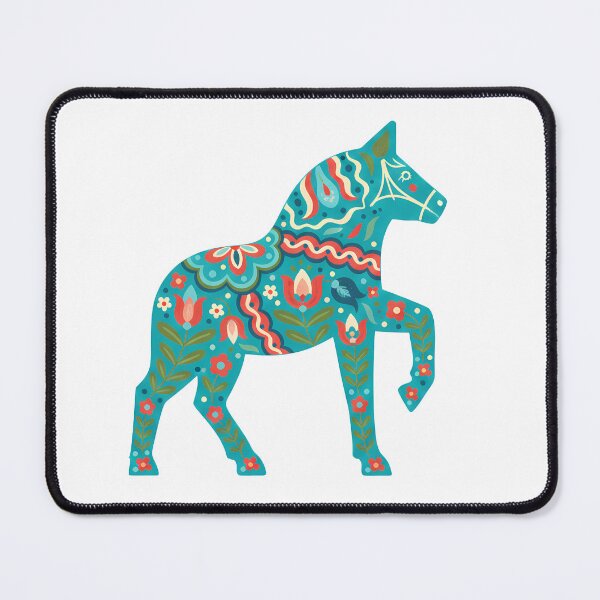 Item preview, Turquoise Dala Horse – Scandinavian Folk Art Fusion by heidiannemorris © designed and sold by FOLK ART FUSION by heidiannemorris.