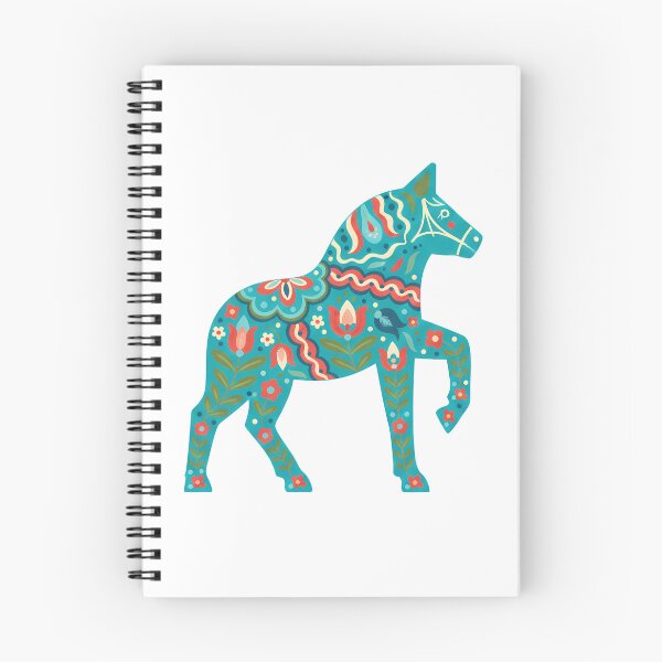 Item preview, Turquoise Dala Horse – Scandinavian Folk Art Fusion by heidiannemorris © designed and sold by FOLK ART FUSION.
