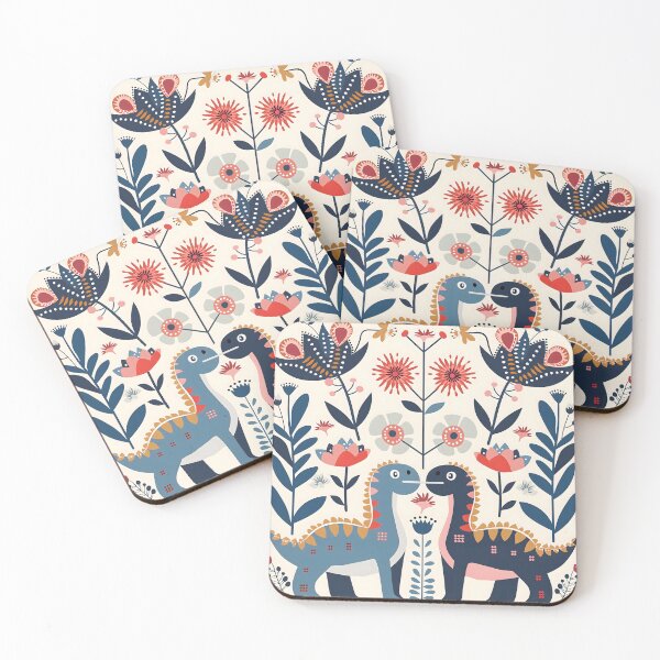 Item preview, Scandinavian Folk Art, Dinosaur and Flowers designed and sold by xiao xuans.