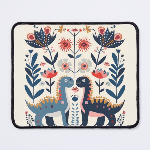 Item preview, Scandinavian Folk Art, Dinosaur and Flowers designed and sold by xiao xuans.
