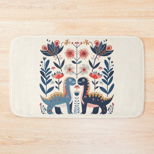 Item preview, Scandinavian Folk Art, Dinosaur and Flowers designed and sold by xiao xuans.