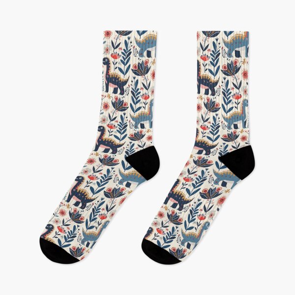Item preview, Scandinavian Folk Art, Dinosaur and Flowers designed and sold by xiao xuans.