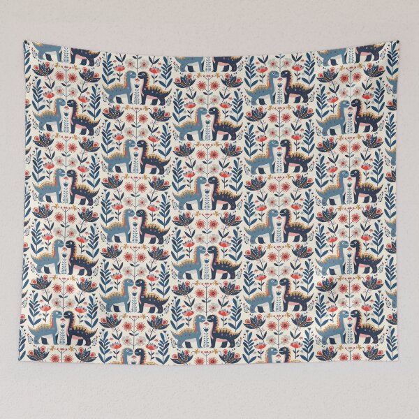 Item preview, Scandinavian Folk Art, Dinosaur and Flowers designed and sold by xiao xuans.