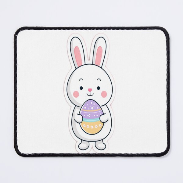 Item preview, Funny Cute Bunny with Chocolate Egg | Kawaii Easter Rabbit | Hoppy Easter Sticker designed and sold by Dreampalette1.
