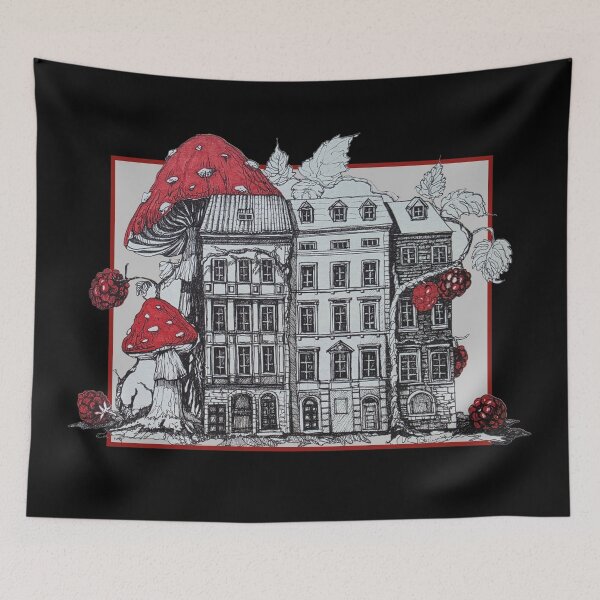 Item preview, Raspberry Suburbia - Hand-Drawn Surreal City Sketch  designed and sold by SKETCHYANDGRAPHIC.